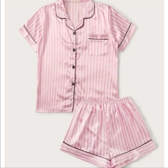 The “Diana” 2 Piece Pink/White Striped Loungewear Matching Set - Picture 2 of 3